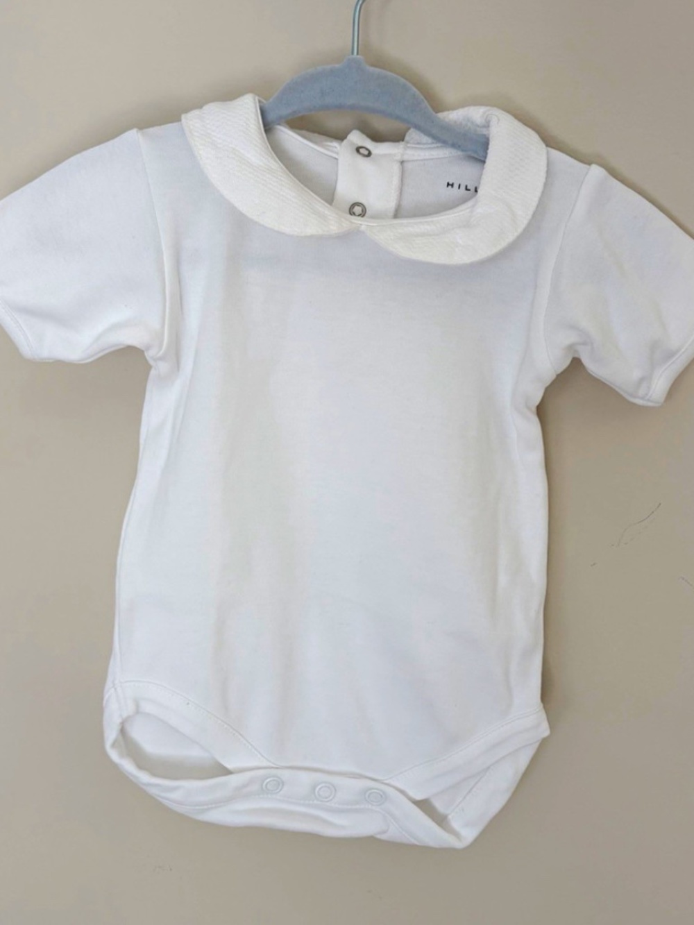 Hill House Home White 3-6M Organic Cotton Short Sleeve Collared Bodysuit
